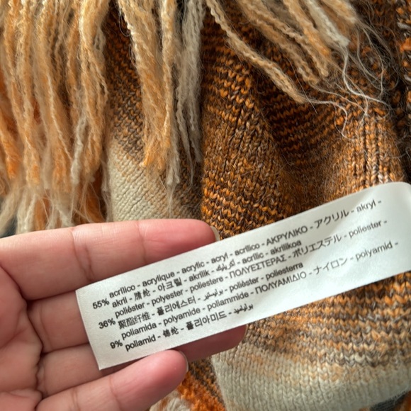 Zara Orange Brown Boho Fall Crop Fringe Sweater Blogger Fave 70s Ombré Spacedye - Picture 10 of 10